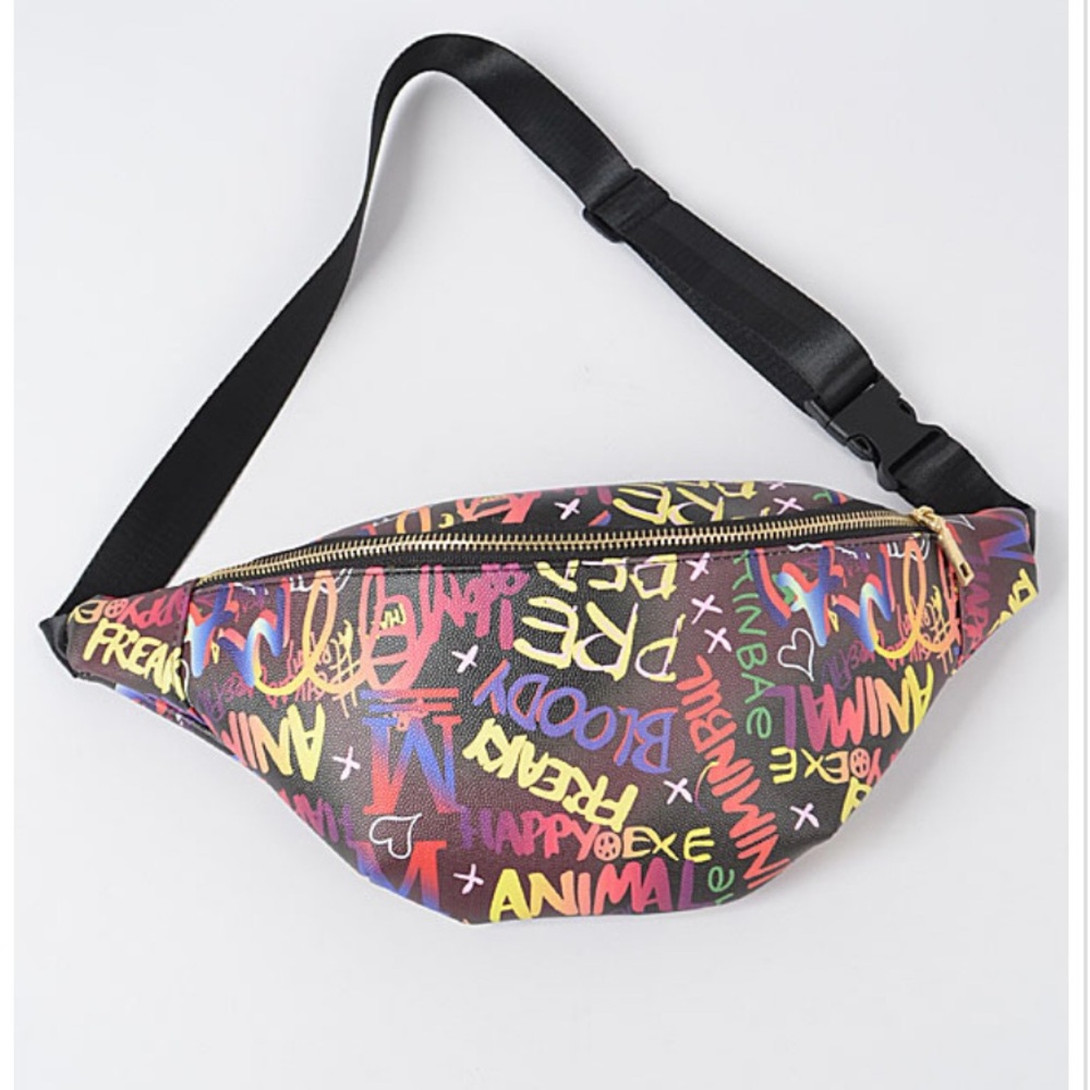 NWOT Colorful Graffiti Print Fanny Pack